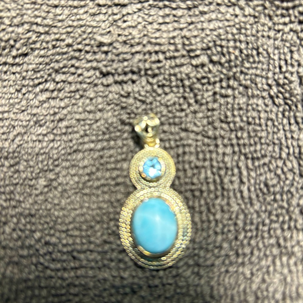 Larimar and blue topaz Sterling pendant